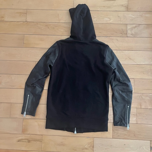 NWOT - Diesel Lambskin Sleeves Heavy L-Mifun Biker Hoodie - Picture 2 of 7